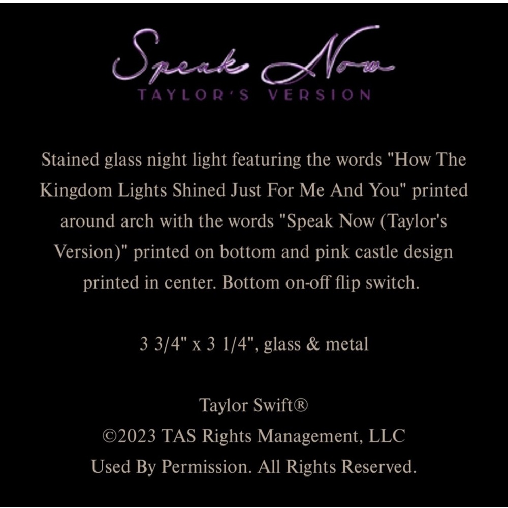Taylor Swift “Speak Now” castle night light *Newinbox - Picture 3 of 6